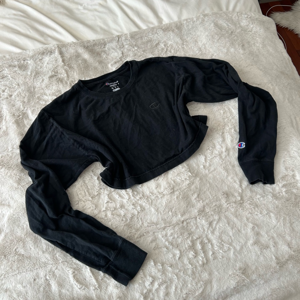 Champion Cropped Black Crewneck Top